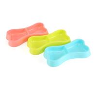 POPETPOP Comedero para Perros Doble Tazón en Forma de Hueso, Plástico Verde, Diseño Antideslizante y Fácil de Limpiar, Adecuado para Cachorros y Perros