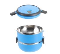 POPETPOP Comedero Portátil y Asa para Uso al Aire para Mascotas de Acero Inoxidable de 1400 Ml, Cuenco Doble Capa Antiderrames Azul, Tazón de Viaje con Sello Hermético para Perros y