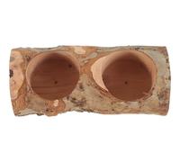 POPETPOP Comedero y Seguro de Madera Marrón Doble Ranura Resistente al Desgaste para Hámster y Cobaya para Chinchillas y Pequeños Roedores