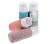 POPETPOP con Mecanismo de Dispensación de Viaje Juego de 4 Botellas de 100 Ml de Silicona y Bolsa de Almacenamiento para Cuidado Corporal y Uso en Movimiento