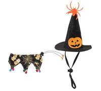 POPETPOP Conjunto Cómodo y Transpirable Disfraz de Halloween de Poliéster de Collar y Sombrero de Bruja para Gato y Perro Pequeño para Fiesta