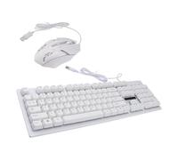POPETPOP Conjunto de Teclado y Ratón USB Cable Plástico Blanco 104 Teclas y 4 Teclas Iluminado, para Ordenador, Oficina y Hogar, para Gamer