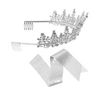 POPETPOP Conjunto de Tiara de Cumpleaños para Mujer con Faja de Cristal y Aleación de Zinc, Accesorios Decorativos para Fiesta Temática y Celebraciones