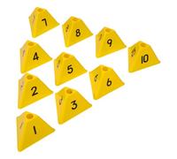 POPETPOP Conos de Entrenamiento de Fútbol Numerados 1-10, Cubos de Agilidad Amarillos, Resistentes Intemperie, Apilables para Baloncesto y Actividades al Aire Libre, Marcadores Deportivos