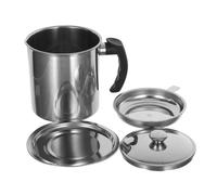 POPETPOP Contenedor de Aceite de Cocina Inoxidable con Filtro de Malla Fina y Asa de Plástico Potente Capacidad para Almacenamiento de Grasa de Tocino para Freír y Hornear
