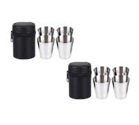 POPETPOP Copas de Licor de Acero Inoxidable 30ml para Picnic y Viaje | Acero Inoxidable y Funda Pu, Aptas para Bebidas Frías o Calientes, Limpieza Rápida, Plata