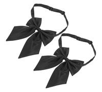 POPETPOP Corbata de Lazo Negra Ajustable para Mujer Pajarita de Uniforme Escolar Japonesa Accesorio Suave y Cómodo para Oficina y Eventos Paquete de 2 Piezas