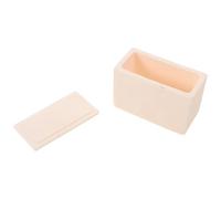 POPETPOP Crucible de Óxido de Aluminio con Tapa Beige en Forma de Barco Semicircular para Trabajo Analítico y Aplicaciones de Sinterización