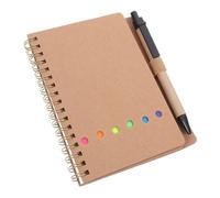 POPETPOP Cuaderno con Bolígrafo y Notas Adhesivas Marcador de Páginas Índice Portátil para Oficina Escuela y Diario Color Kraft