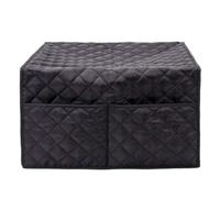 POPETPOP Cubierta Protectora para Microondas, Tapa de Microondas con Bolsillo Frontal, Negro, Tafetán y Algodón Pp, para Cocina