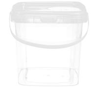 POPETPOP Cubo de Plástico Cuadrado 2 Litros Transparente para Alimentos con Asa, Recipiente Hermético Antipérdidas para Almacenamiento de Agua y Comida, Adecuado para Camping y Uso