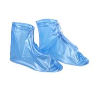 POPETPOP Cubrezapatos Impermeables de Silicona para Hombre y Mujer Antideslizantes con Cremallera Reutilizables Protección para Lluvia y Actividades al Aire Talla Color Azul