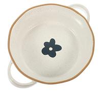POPETPOP Cuenco de Cerámica con Asas Doble para Sopa y Tazón de Fideos Estilo Japonés de 6.2 Pulgadas, Superficie Lisa y Fácil de Limpiar, Adecuado para Cocina Casera y Servir Ensaladas