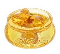 POPETPOP Cuenco Decorativo Dorado de Cristal Sintético para Hogar y Oficina, Duradero y Fácil de Colocar, Adorno Feng Shui para Decoración Elegante