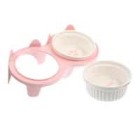 POPETPOP Cuenco Resistente Gatos Diseño Elevado para Inclinado Rosa a de Cerámica y Mordeduras, Tazón Adecuado Protección Cervical para Agua y Comida para