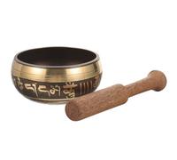 POPETPOP Cuenco Tibetano para Meditación de Cobre con Martillo de Madera Sonido Resonante para Mindfulness y Relajación Accesorio Budista Compacto para Hogar y Yoga