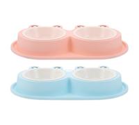 POPETPOP Cuencos de Comida Fácil de Limpiar Diseño Doble en Forma de Rana, Base Antideslizante, Material PP para Gatos y Perros Adecuado para Alimentación al Aire Libre