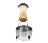POPETPOP Cuencos Para Crema De Afeitar De Acero Inoxidable Incluye Brocha De Afeitar Bol Para Espumar y Jabonera Para Uso Baño o Tocador Para Hombres