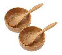 POPETPOP Cuencos para Mascarilla Facial de Natural 2 Piezas, Tazones Pequeños Color Castaño para Mezclar Mascarillas Diy, Kit Ecológico para Cuidado Facial en Casa