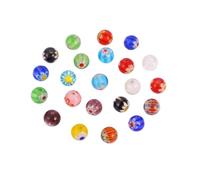 POPETPOP Cuentas Redondas Millefiori 6 Mm Mezcla 200 Piezas para Hacer Pulseras y Joyas Diy, Materiales Coloridos para Accesorios de Bisutería y Manualidades Estilo Estilo Aleatorio