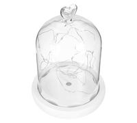 POPETPOP Cúpula de Cristal con Flor de Vidrio 10X15 CM con Base y Cadena de Luces LED Cubierta Decorativa para Micropaisajes y Decoración de Hogar Centro de Mesa Elegante
