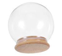 POPETPOP Cúpula de Visualización de Globo Transparente de Vidrio con Base de Bambú para Manualidades y Exhibición Estable en Vitrinas y Decoración del Hogar