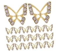 POPETPOP de Decoración de Uñas Mariposas Doradas 20 Piezas de Aleación y Pedrería para Manicura Creativa en Fiestas y Ocasiones Obsequios