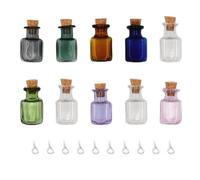 POPETPOP de Vidrio Ideales para Manualidades Multiusos y Fáciles de Ver 10 Botellas Pequeñas con Tapón de Corcho y Adornos en Fiestas o Bodas
