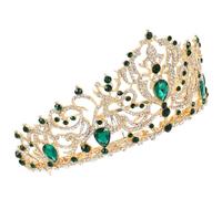 POPETPOP Diadema Barroca de Reina para Mujer con Cristales de Imitación Accesorio Metálico Dorado Tamaño 3 para Bodas Fiestas y Disfraces de Halloween