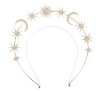 POPETPOP Diadema Con Aro De Nuestra Señora Diadema De Luna y Estrella Accesorio Metálico Para Cabello Con Imitación De Gemas Para Bodas y Graduaciones