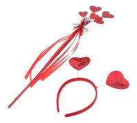 POPETPOP Diadema de Corazón Roja con Purpurina y Varita Mágica de Hada en Forma de Corazón Set de 2 Piezas para Mujer y Niña Accesorios Cabello del Día de San Valentín y Fiestas