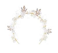 POPETPOP Diadema de Flores de Perla para Novia Gemas de Imitación Joyería Cabello para Boda de Novia