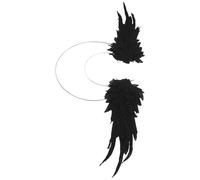 POPETPOP Diadema de Halo Angelical Negra Alas y Luna para Mujer, Accesorio Ligero de Vestuario Renacentista para Carnaval, Cosplay y Disfraz Halloween, Tocado de Flores y Banda Cabello
