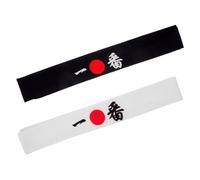 POPETPOP Diadema Japonesa Samurái de Algodón para Cocina y Deportes, Absorbente y Que Mantiene el Cabello Alejado del Rostro, Pack de 2 Piezas Estilo Japonés