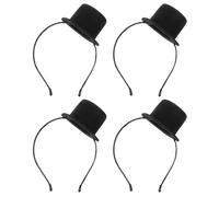 POPETPOP Diadema Mini Sombrero de Copa Negro 4 Unidades Accesorio para Disfraz y Cosplay Estilo Años 20 Adecuado para Fiestas Carnavales y Cumpleaños