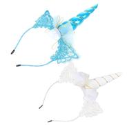 POPETPOP Diademas de Unicornio para Niñas 2 Piezas Tela Ligera para Fiestas Infantiles y Festivales, Accesorios Creativos y Elegantes el Cabello