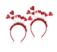 POPETPOP Diademas Lentejuelas en Forma de Corazón para Niñas, Accesorios para Fiestas de San Valentín, 2 Unidades Rojas