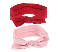 POPETPOP Diademas para Niñas Elásticas Lazo 2 Piezas Rosa y Rojo Accesorios Cabello Infantil Algodón Baby Shower Fiesta Cumpleaños