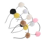 POPETPOP Diademas Pompones para 6 Piezas, Suaves y Acolchadas, Colores Candy (amarillo, Negro, Rosa, Camel), Accesorios Ligeros para Fiestas, Uso Diario y Disfraces
