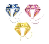 POPETPOP Diademas Tejidas para Mujer 3 Piezas Multicolor Tamaño Mediano Pañuelo de Crochet Floral Transpirable Casual Obsequio para Niñas y Mujeres