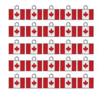 POPETPOP Dijes de Colgante Bandera de Canadá 25 Piezas, Aleación Esmalte Resistente, Tamaño 17x19 Mm, Charms para Pulseras y Llaveros, Accesorios para Manualidades y Recuerdos de