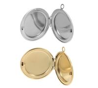 POPETPOP Dijes Redondos de Acero Inoxidable 28 Mm, Colgantes para Hacer Joyas, Marco de Fotos Tapa Abatible, 2 Piezas (color Dorado y Plateado), Accesorios para Llaveros y Manualidades