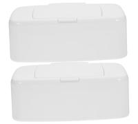 POPETPOP Dispensador de Toallitas Recargable Blanco de 2 Piezas, Ligero Pp, Adecuado para Poner en Bolsa de Pañales o Cochecito, Caja para Toallitas Húmedas Tapa