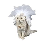 POPETPOP Elegante Vestido De Novia para Gato Velo De Capilla De Encaje para Novia Suministros para Mascotas Vestido De Dama De Honor para Gato.