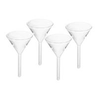 POPETPOP Embudo Dosificador de Vidrio Transparente, Set de 4 Unidades Tallo Corto, Adecuado para Llenado de Lámparas de Aceite y Uso en Laboratorio y Hogar