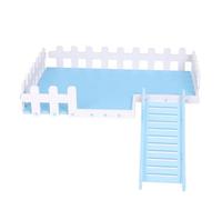 POPETPOP Escalera Color Aleatorio para Hámster Plataforma Amplia y Plataforma de Madera Azul Resistente Adecuado para Jaulas y de Pequeñas
