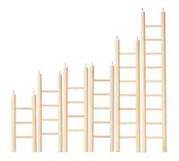 POPETPOP Escalera de Madera para Enriquecer Actividades y Trepar para Jaula de Loros y Periquitos Juguete Colgante 6 Piezas en Color Caqui para Pájaros Pequeños