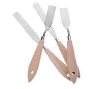 POPETPOP Espátulas de Mezcla de Colores y Raspadores para Pintura al Óleo y Acuarela, Set de 4 Unidades Mango de Madera y Acero Inoxidable, Ideales para Artistas y Uso en Talleres de