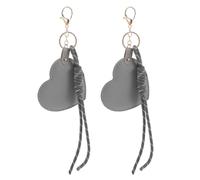 POPETPOP Espejo Compacto de Maquillaje Doble con Rotación 360° Piel Sintética Gris Mini Espejito para Bolso y Viaje Llavero con Forma de Corazón para Retoques Cualquier Lugar Pack de 2