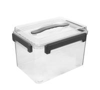 POPETPOP Estuche Acrílico para Lentes de Cámara Mediano Transparente Gris Junta Sellada Organizador Compacto para Filtros y Accesorios Protector Portátil para Uso en Fotografía y Viaje